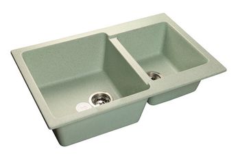 GRANFEST Мойка мрамор PRACTIC GF-P--780K  2 чаши 780*510 мм  салатовый  арт.GF-