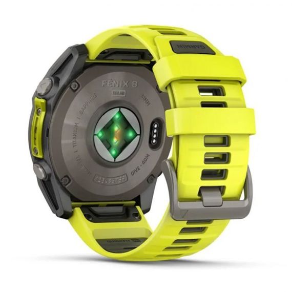 Garmin Fenix 8 51 мм Solar Titanium – жёлто-серый ремешок, сапфировое стекло
