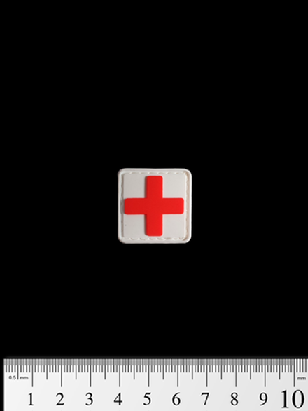 Шеврон Крест медика малый PVC 2,5 см. Красный на белом