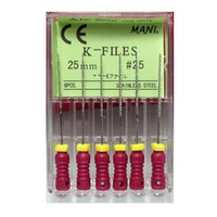 K-Files №25 (25мм) Mani К-Файлы (6шт.) Мани, каналорасширители ручные, эндодонтические