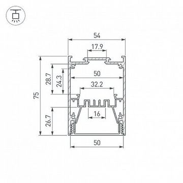 Алюминиевый анодированный профиль для светодиодных лент и линеек с возможностью герметизации 2м 053899 черный IP-LINE-5475-2000 BLACK Arlight