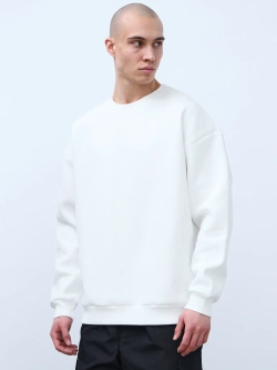 Свитшот оверсайз, с начесом (белый)