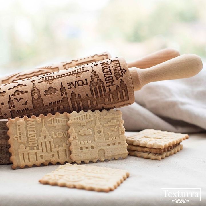 Купить деревянную скалку с узором, фигурную скалочку в интернет ...
