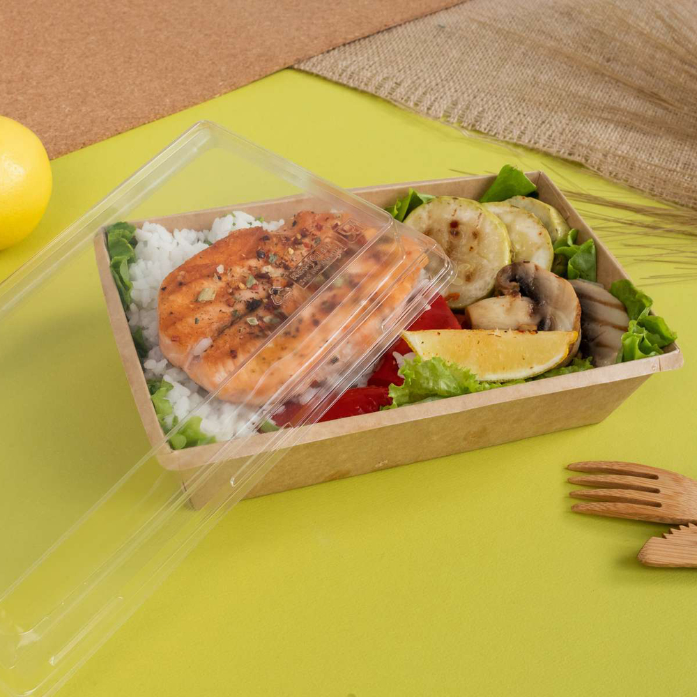 Упаковка ECO OpSalad 800 КРАФТ для десертов, салатов, горячих и холодных блюд (10*18*5.5см)