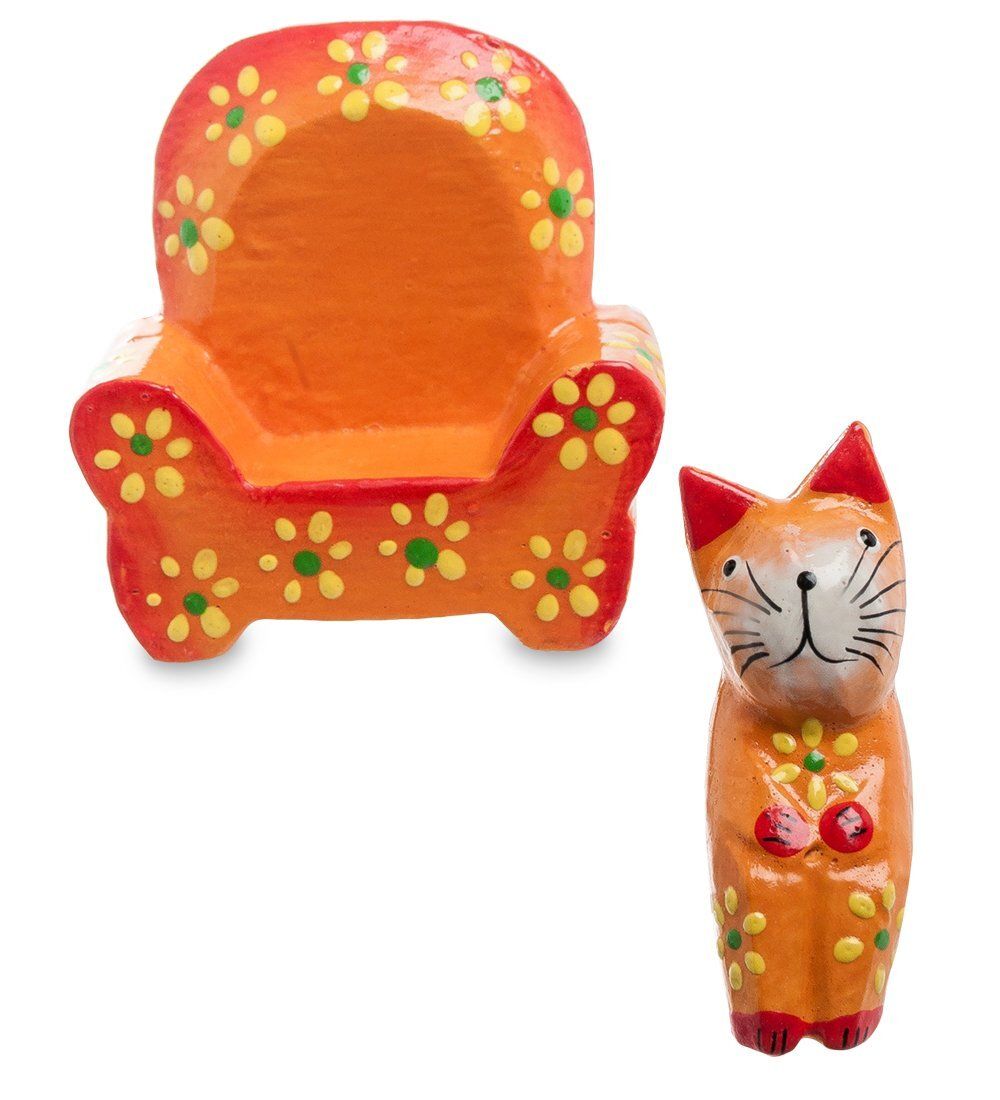 Decor and Gift 28-008 Статуэтка КОШКА на диване, цвет-оранжевый