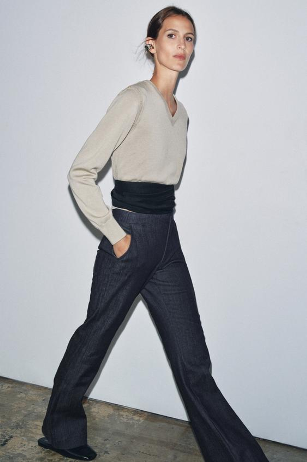 ZARA ДЖИНСЫ КЛЕШ СО СРЕДНЕЙ ПОСАДКОЙ — ZW COLLECTION, СИНИЙ