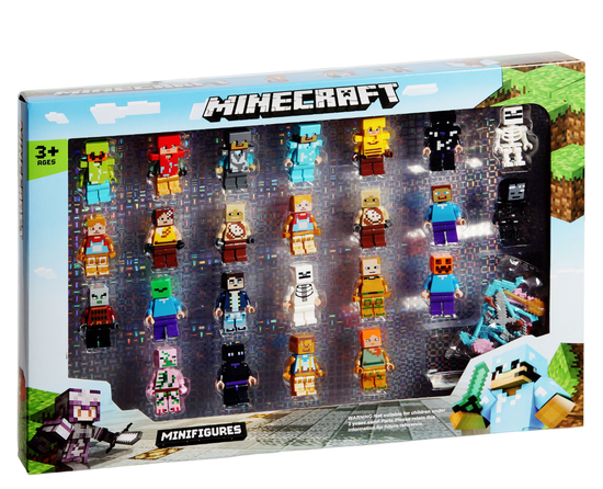 НАБОР МИНИ- ФИГУРОК "МАЙНКРАФТ", 24 ФИГУРОК + АКСЕССУАРЫ