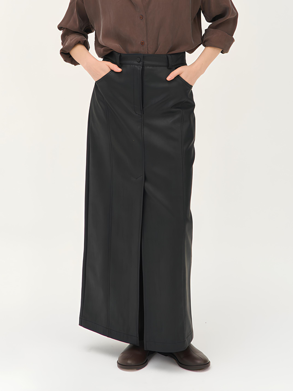 Юбка миди из эко-кожи 