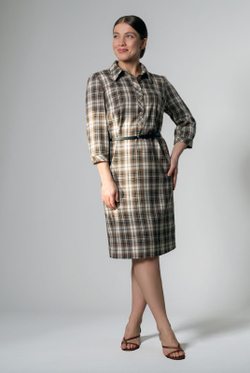 Платье женское 1655А, клетка беж #406Кбе051655А