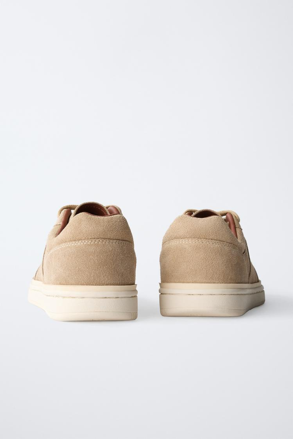 ZARA КОЖАНЫЕ КРОССОВКИ, ПЕСОЧНО-КОРИЧНЕВЫЙ