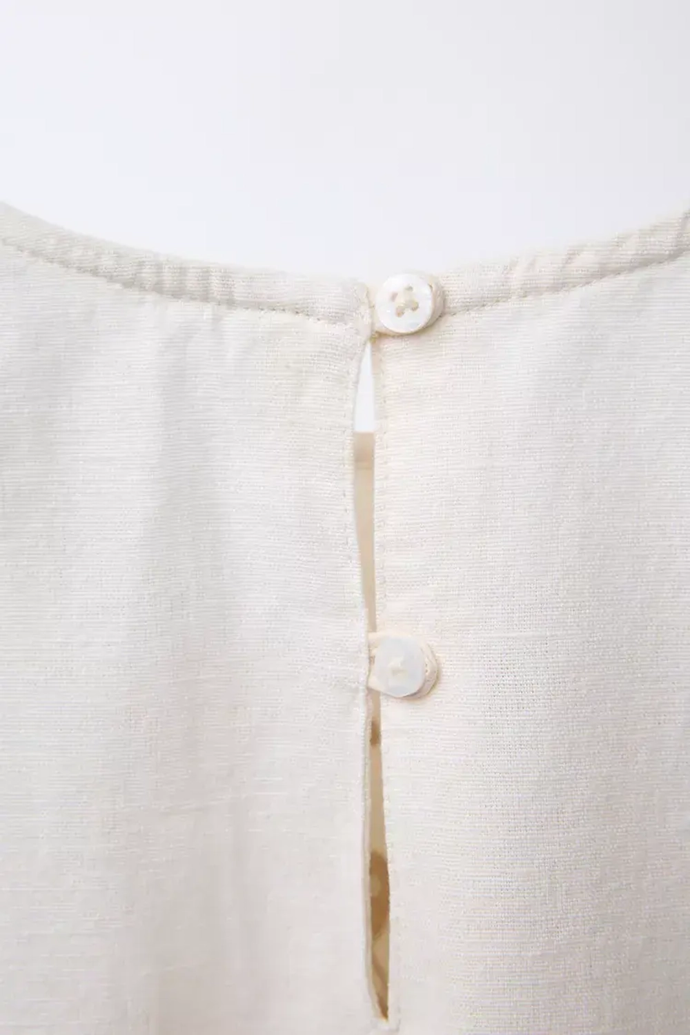 ZARA ТОП ИЗ СМЕСОВОГО ЛЬНА С ЦВЕТОЧНОЙ ВЫШИВКОЙ, ЭКРЮ