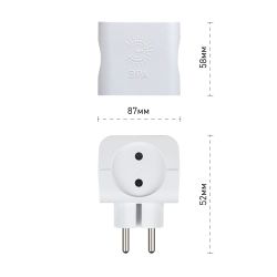 Разветвитель электрический ЭРА SP-4-W на 4 розетки без заземления 16А белый