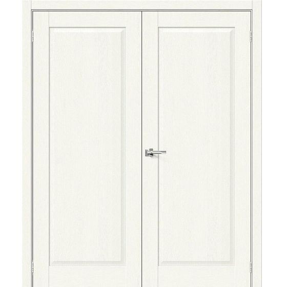 Двустворчатая дверь экошпон Прима-10 white wood глухая