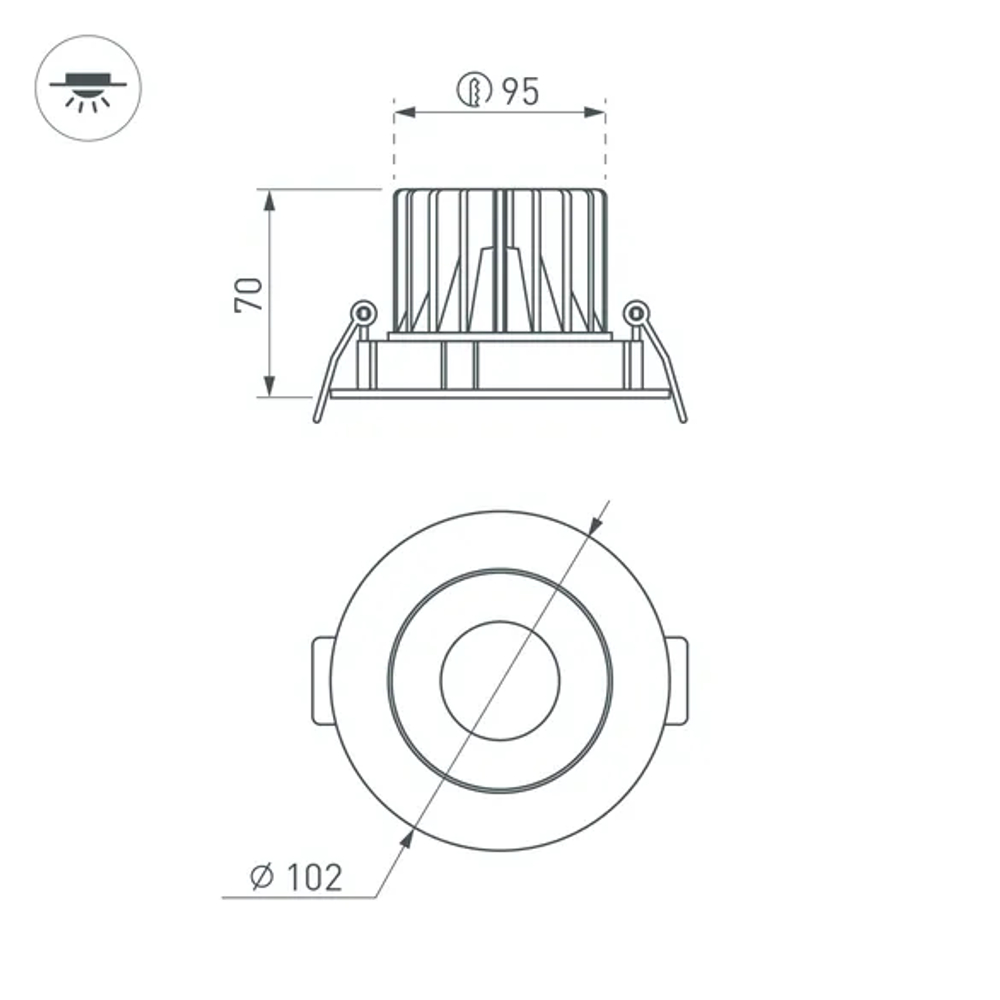 Светильник MS-FORECAST-BUILT-TURN-R102-12W Warm3000 (WH-WH, 32 deg, 230V) (Arlight, IP20 Металл, 5 лет) 037188(1)