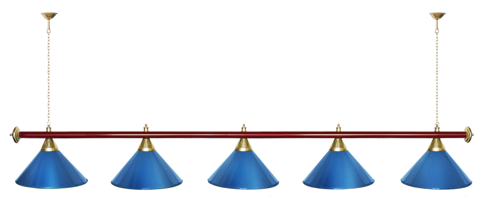 Лампа STARTBILLIARDS 5 пл. (плафоны зеленые,штанга золотая,фурнитура золото)