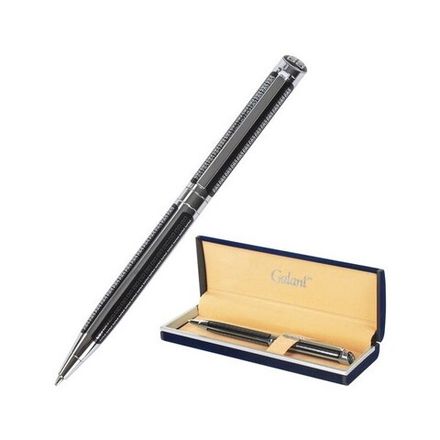 Ручка шариковая Galant Arrow Olympic C синяя, 0.7мм, корпус хром, черный, поворотн., в футляре