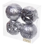 Новогодние шары 7 см (набор 4 шт) «Симфония леса», графит/серебро