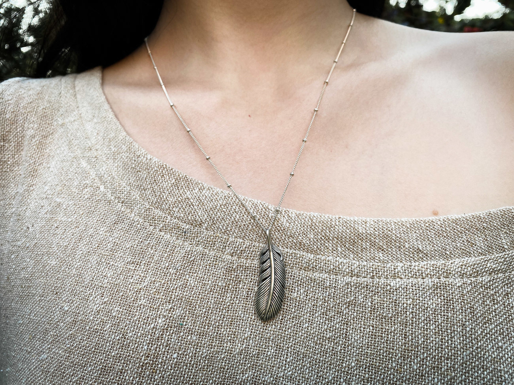 Подвеска ПЕРО с цепочкой, серебро