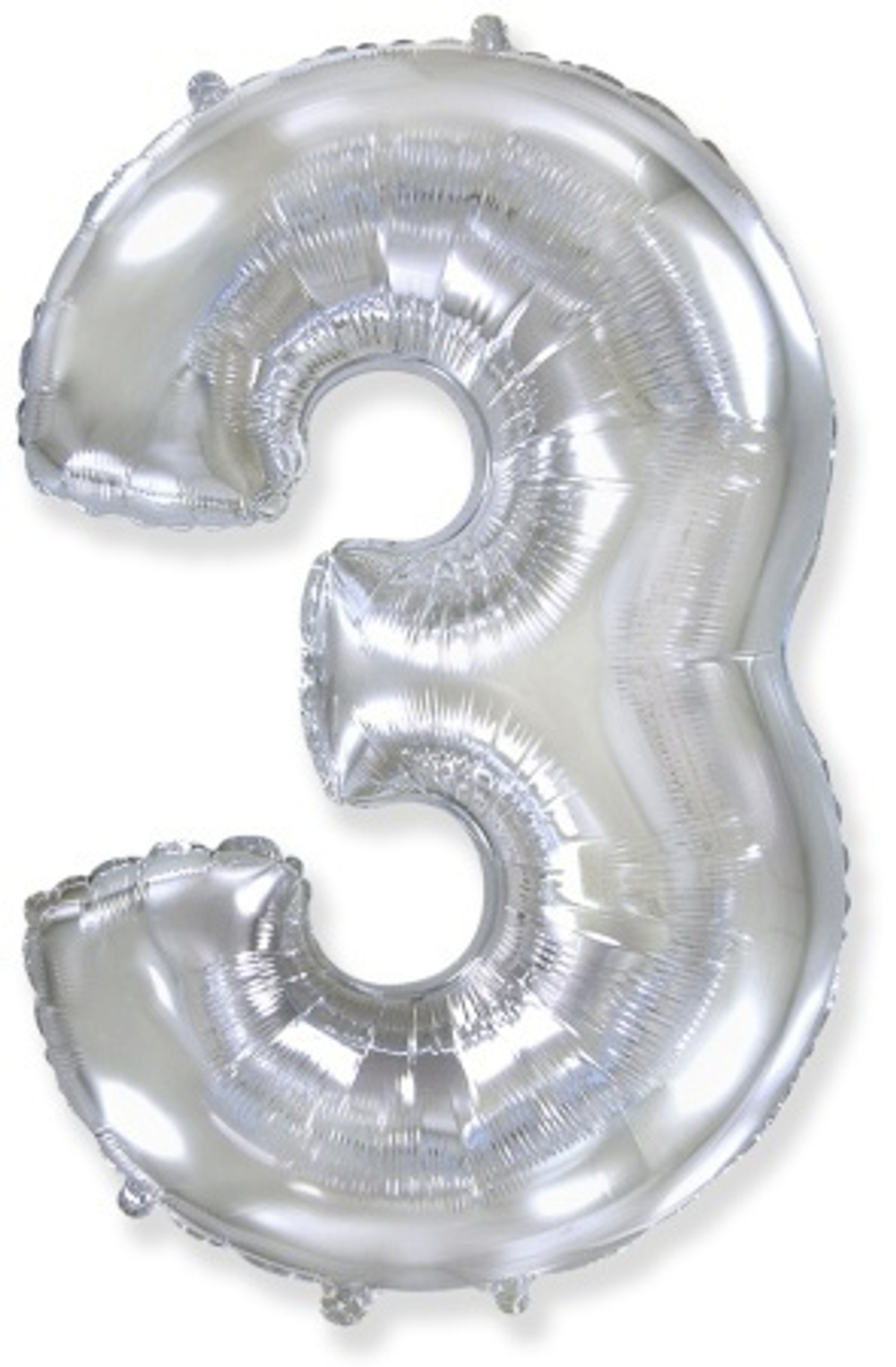 Шар (40''/102 см) Цифра, 3, Серебро, 1 шт. в упак.