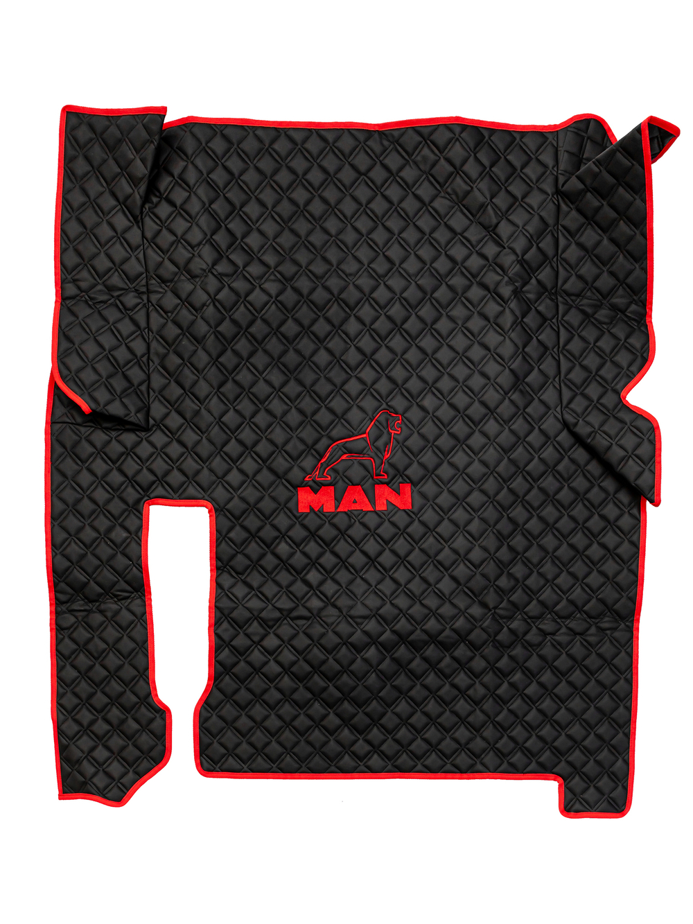 Ковры MAN TGX (автомат, механика) (экокожа, черный, красный кант, красная вышивка)