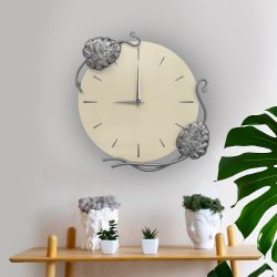 Часы настенные Monstera Deliciosa (Монстера) Колор Серый шелк Сильвер