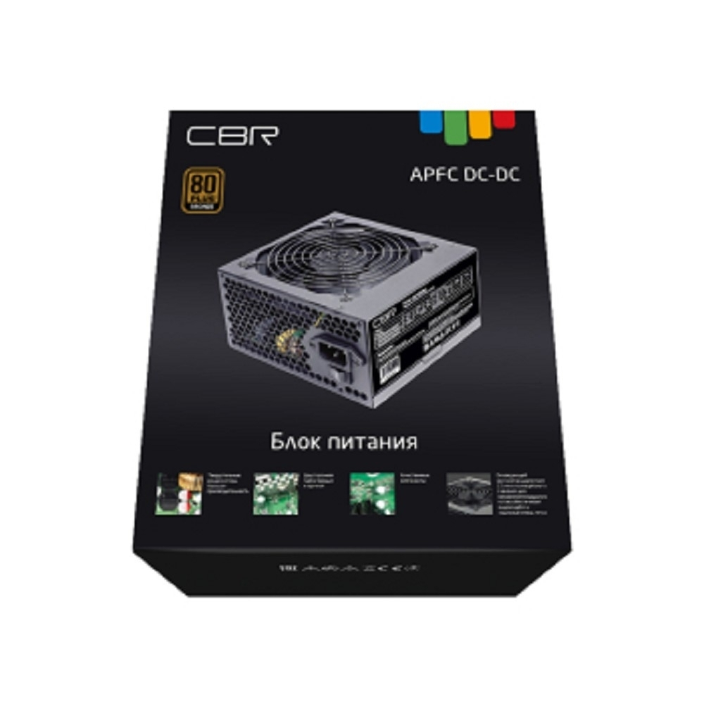 Блок питания CBR ATX 400W 80+ Bronze, DC-DC, APFC, 0.6mm, 20+4pin, 1*8-pin(4+4P), 1*6+2pin, 4*SATA, 2*IDE, 12cm fan, 1.5м кабель питания, черный [PSU-ATX400-12GM] BOX