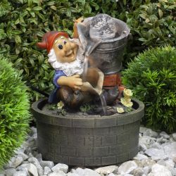 GANF-01 GREEN APPLE Настольный фонтан Гном Дачник 25 cм