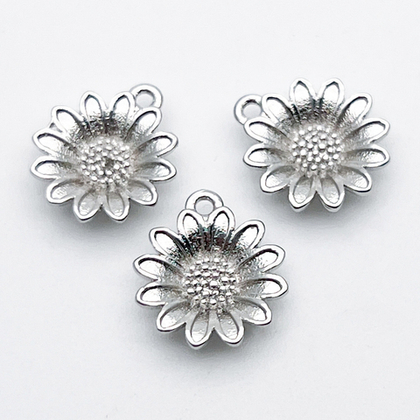 Подвеска Цветок, цвет серебро (родий), размер 13*11 мм, цена за 1 шт