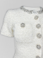 Платье 1301 по фигуре с коротким рукавом, блестящим воротом и пуговицами