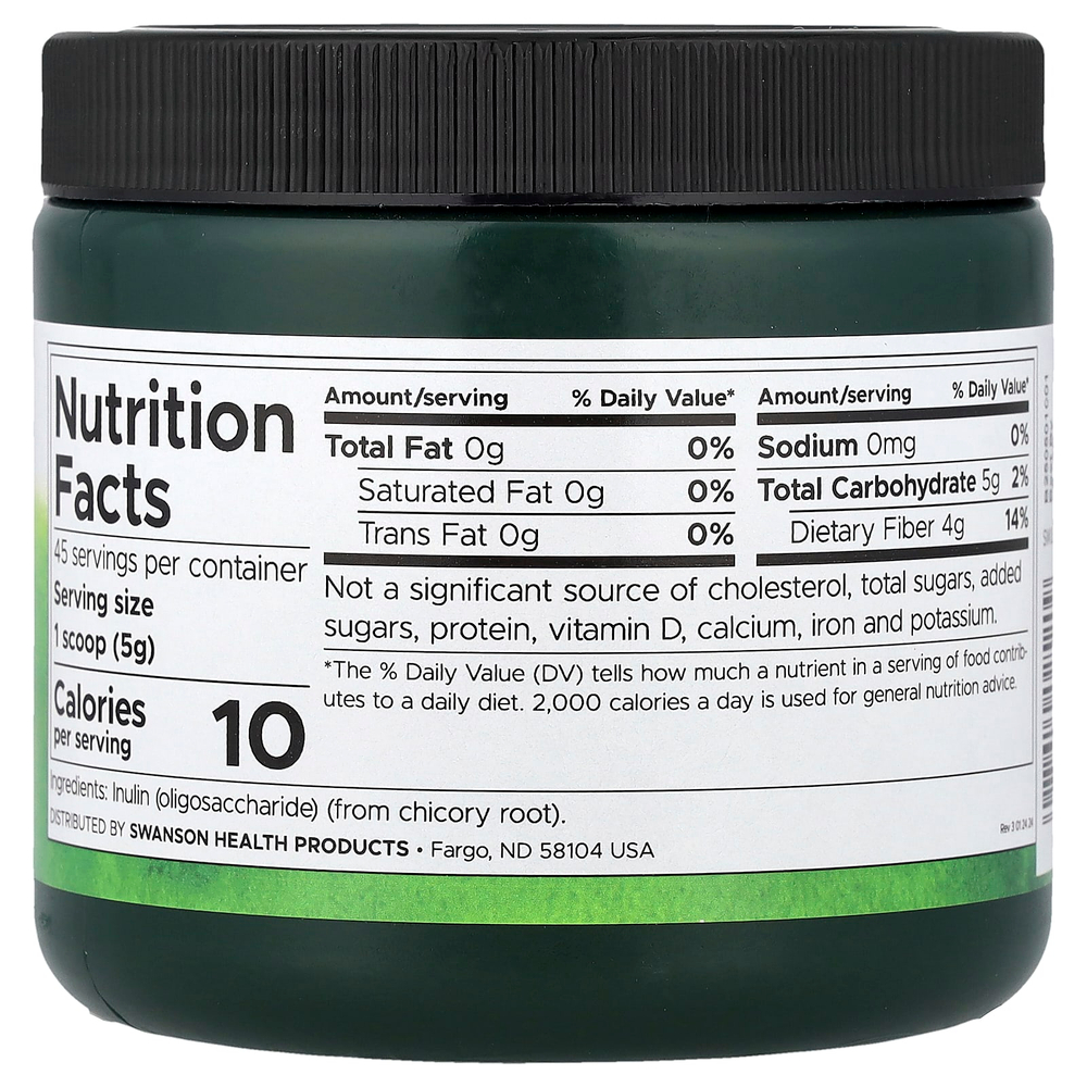 Swanson Vitamins, инулин, пребиотическая и растворимая клетчатка, 227 г (8 унций)