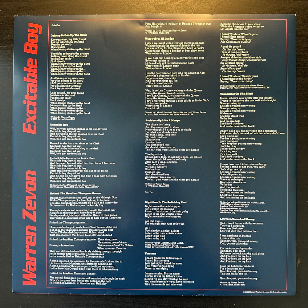 Warren Zevon - Excitable Boy (Европа 2020г.)