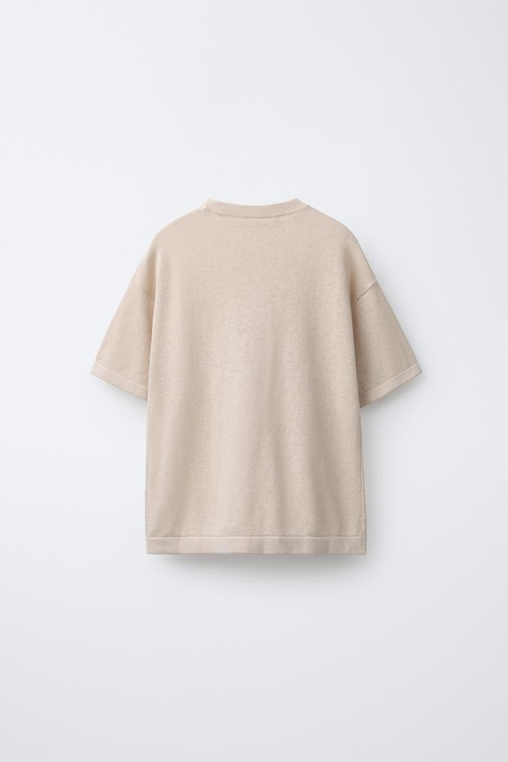 ZARA ХЛОПКОВАЯ ФУТБОЛКА, БЕЖЕВЫЙ