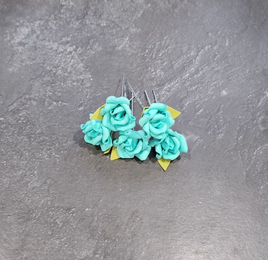Набор шпилек "Розы большие" латекс, 3 шт, бирюза
