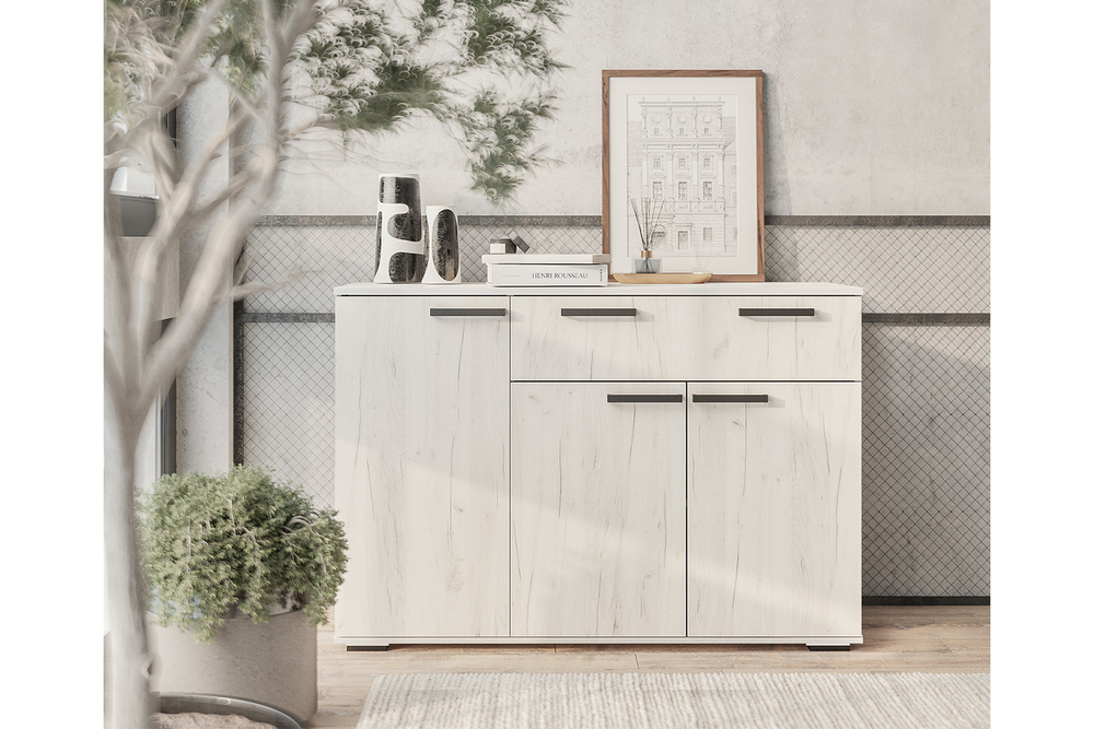 Комод Стандарт-4, Дуб крафт белый