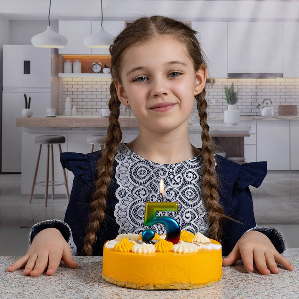 Свечи-цифры Радуга 8 см