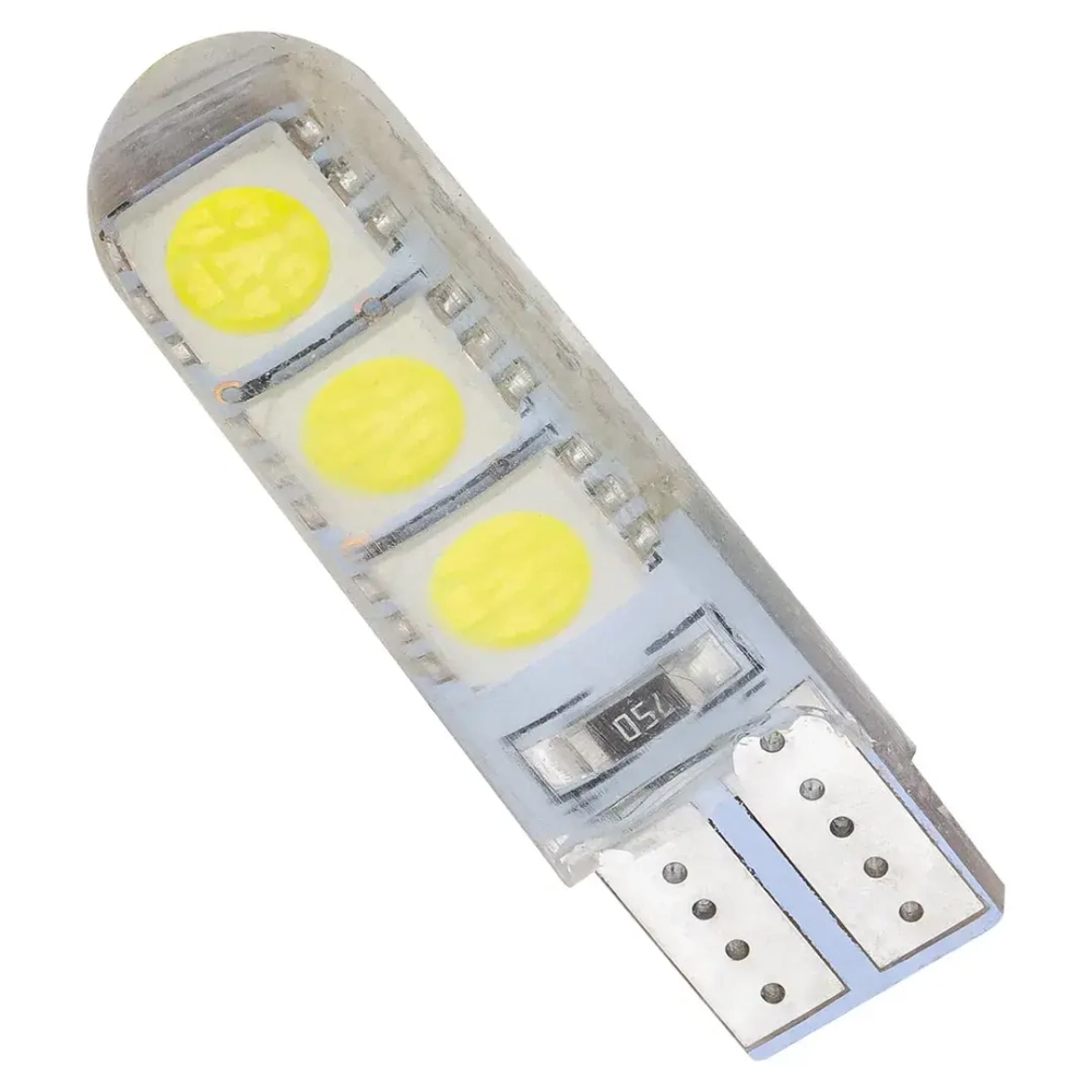 Лампочка светодиодная T10-3030-6SMD silica gel 12v белая KING T10-3030-6SMD silica gel W