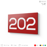 Номер на дверь 202, табличка на дверь для офиса, квартиры, кабинета, аудитории, склада, красная 120х70 мм, Айдентика Технолоджи