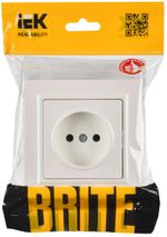 BRITE Розетка 1-местная без заземления без защитных шторок 10А в сб. РСР10-1-0-БрЖ жемчуг IEK