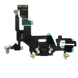 Шлейф для Apple iPhone 11 на системный разъем/микрофон Черный - Премиум