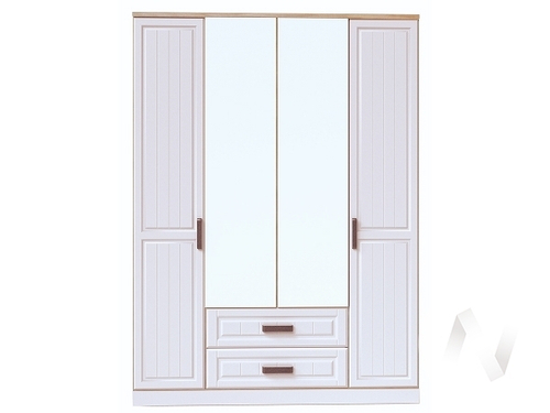 Шкаф 4-х створчатый (фасад центр. ЛДСП) секция-26 НКМ Венеция-1 (дуб сонома/белое дерево)
