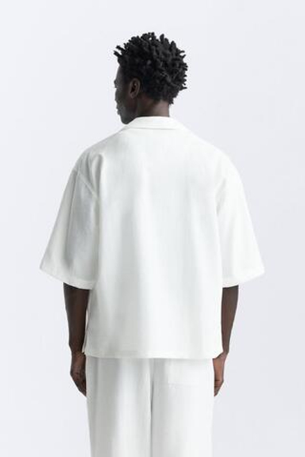 ZARA РУБАШКА ИЗ СМЕСОВОГО ЛИОЦЕЛЛА, БЕЛЫЙ