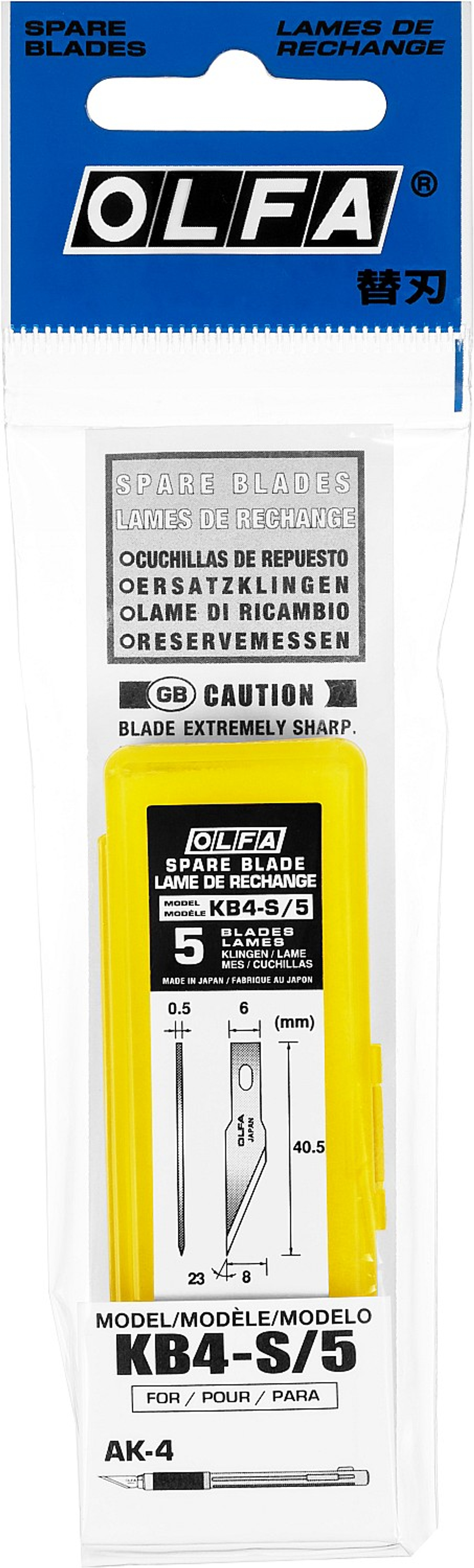 OLFA 6 мм, для ножа, перовые лезвия (OL-KB4-S/5)