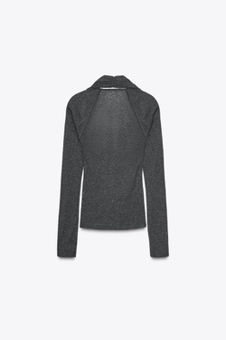 ZARA ФУТБОЛКА С БОЛЕРО, ТЕМНЫЙ МЕЛАНЖ