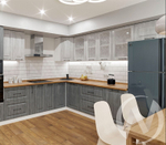 Кухня "Либерти" Холст грей/Холст натуральный