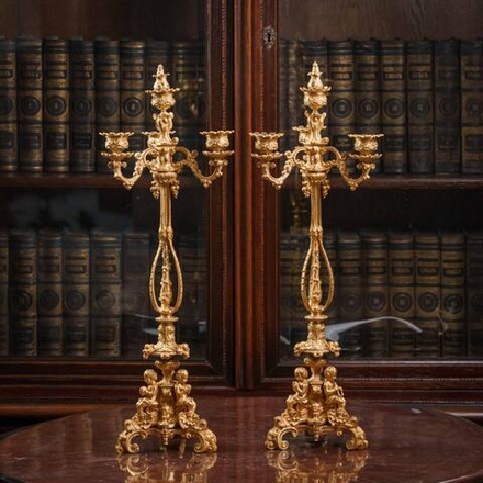 Пара бронзовых канделябров на 4 свечи