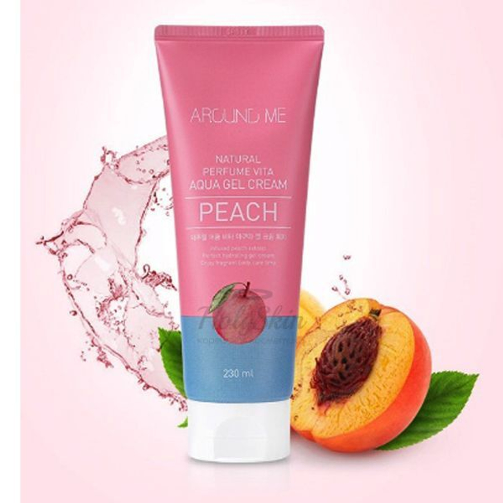 Welcos Питательный крем-гель для тела с персиком Around Me Natural Perfume Vita Aqua Gel Cream Peach 230мл
