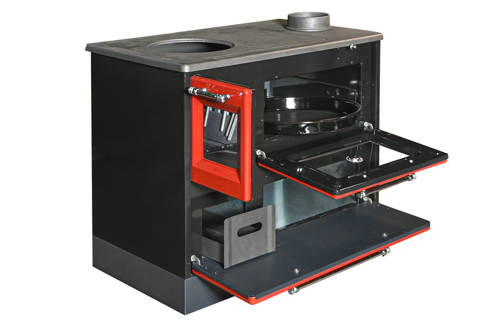 Печь отопительно-варочная  со встроенной духовкой Hosseven 4012 C  GLASS