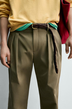 ZARA X AARON LEVINE БРЮКИ ЧИНОС СО СКЛАДКАМИ, ХАКИ