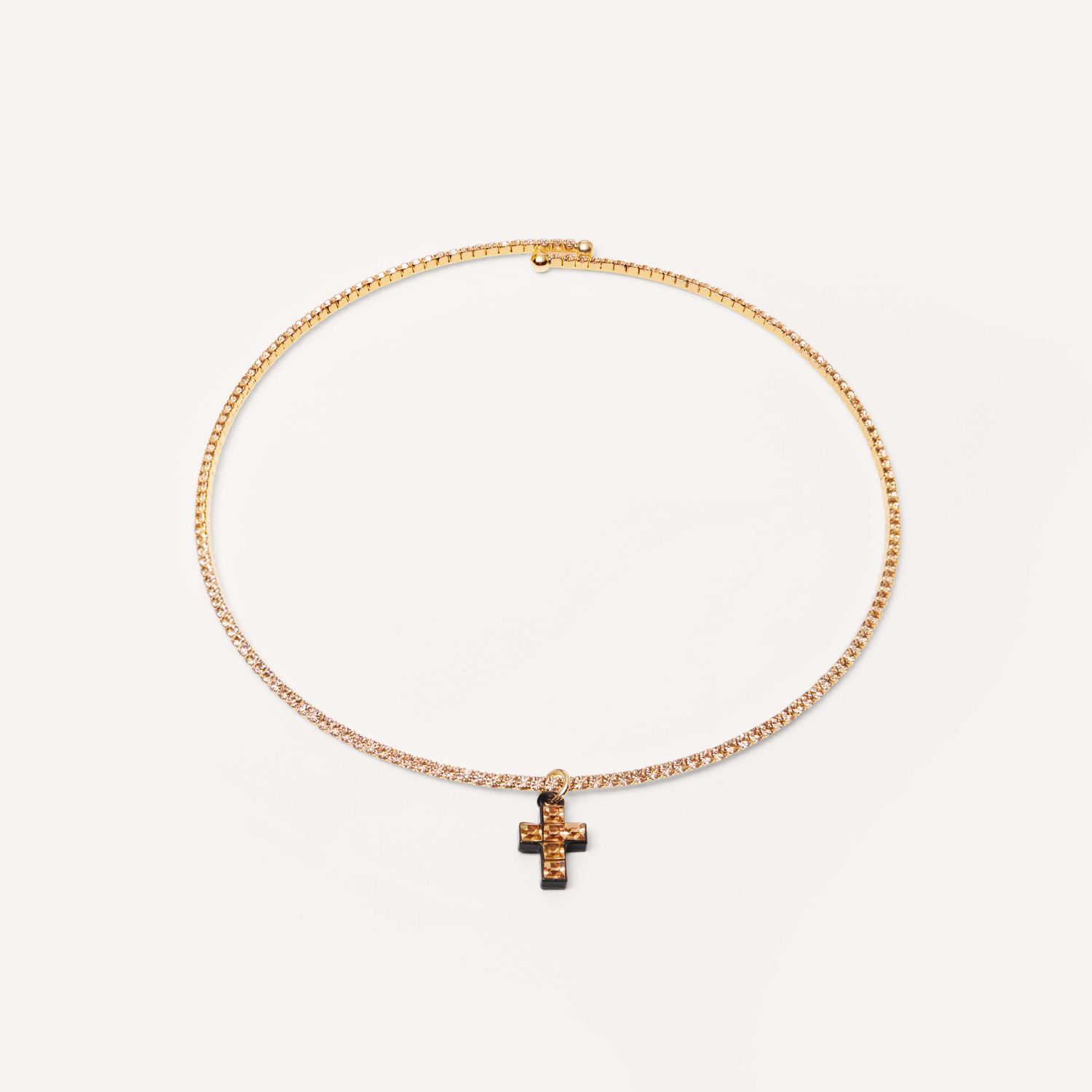 Колье Cubic Cross Necklace – Black Yelllow