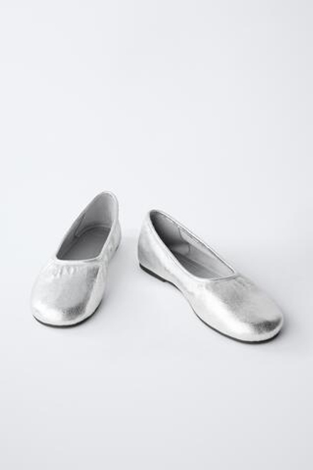 ZARA БАЛЕТКИ, СЕРЕБРИСТЫЙ